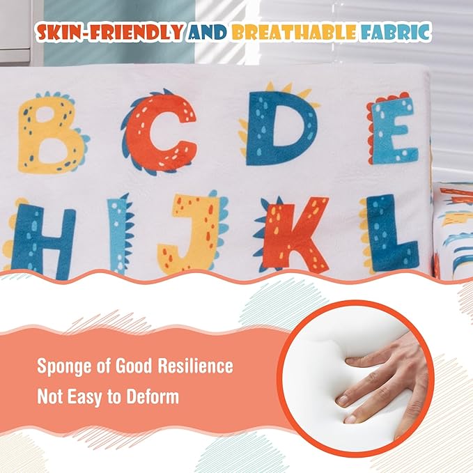 2-in-1 Convertible Kids Sofa Bed - Compressed Foam, Safety Fabric