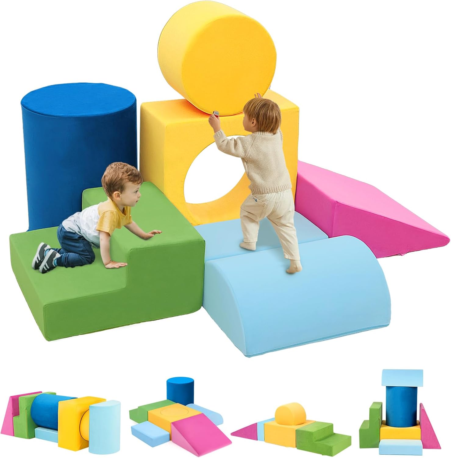 7pcs Colourful Foam Kids Climber Blocks