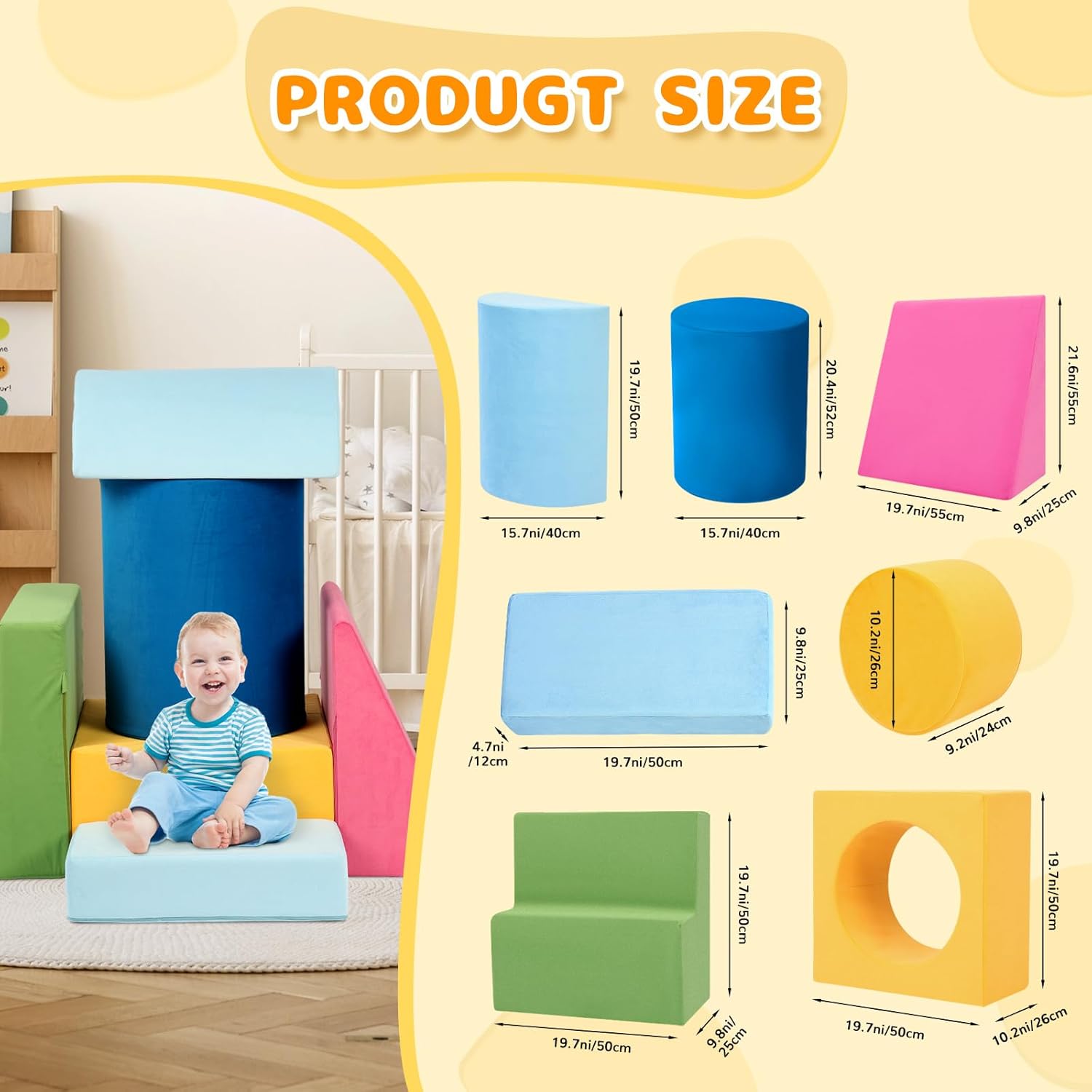 7pcs Colourful Foam Kids Climber Blocks