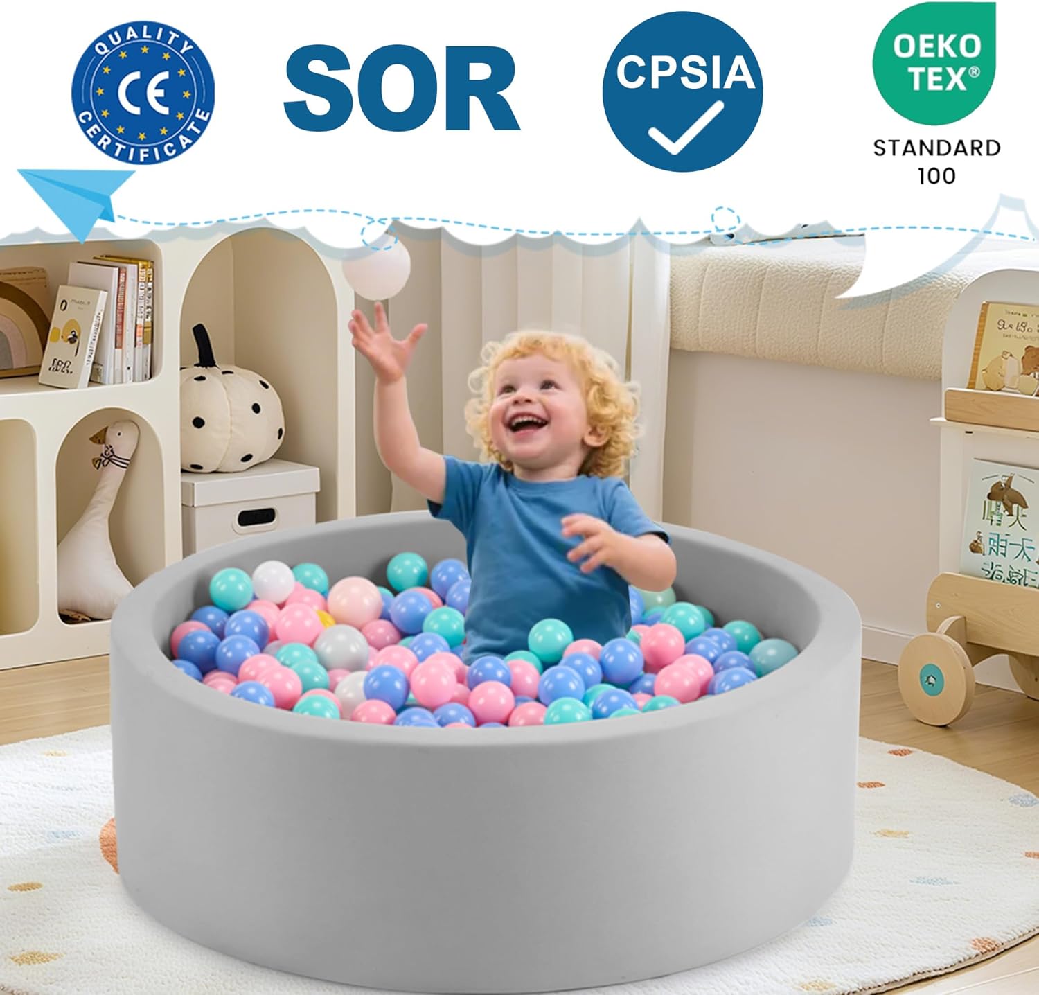 Toddlers Foam Ball Pit - Baby Round Balls Pool