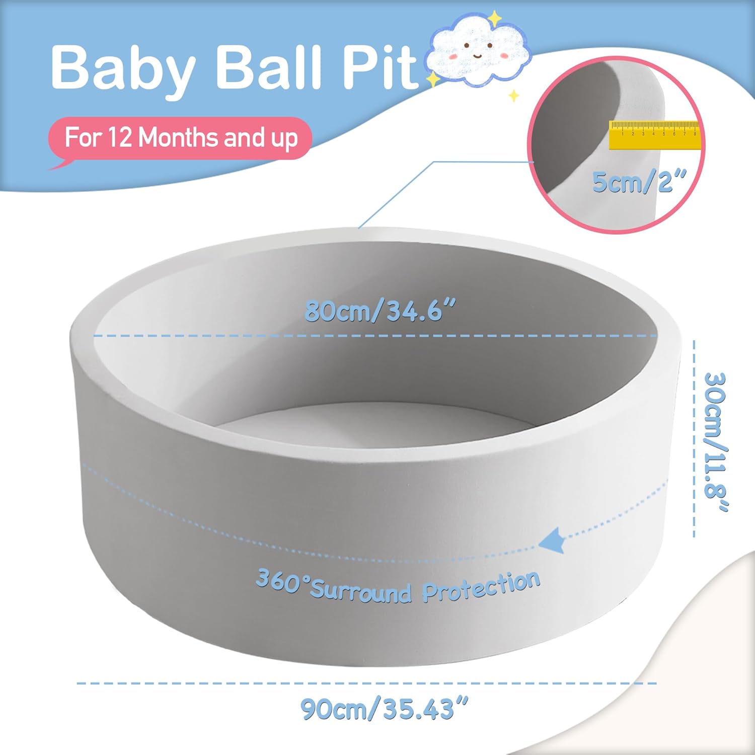 Toddlers Foam Ball Pit - Baby Round Balls Pool