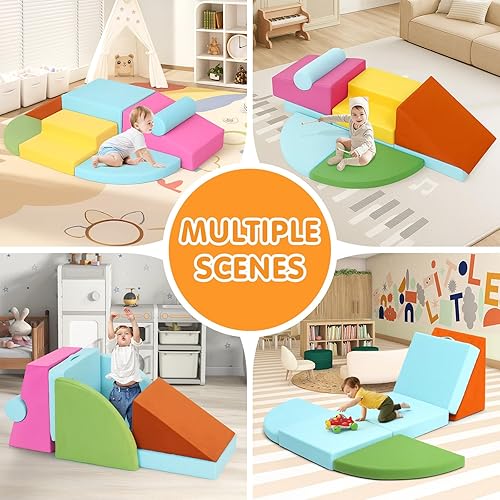 7PCS Toddler Foam Modular Climbing and Sliding Play Set