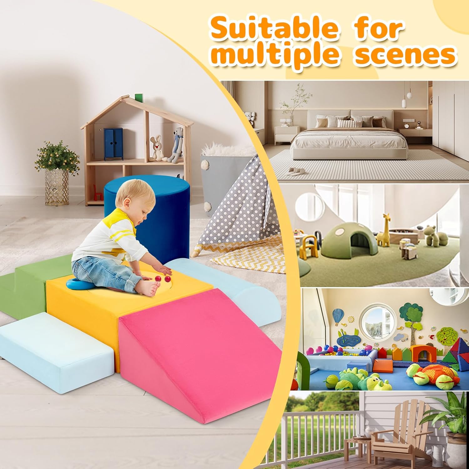 7pcs Colourful Foam Kids Climber Blocks