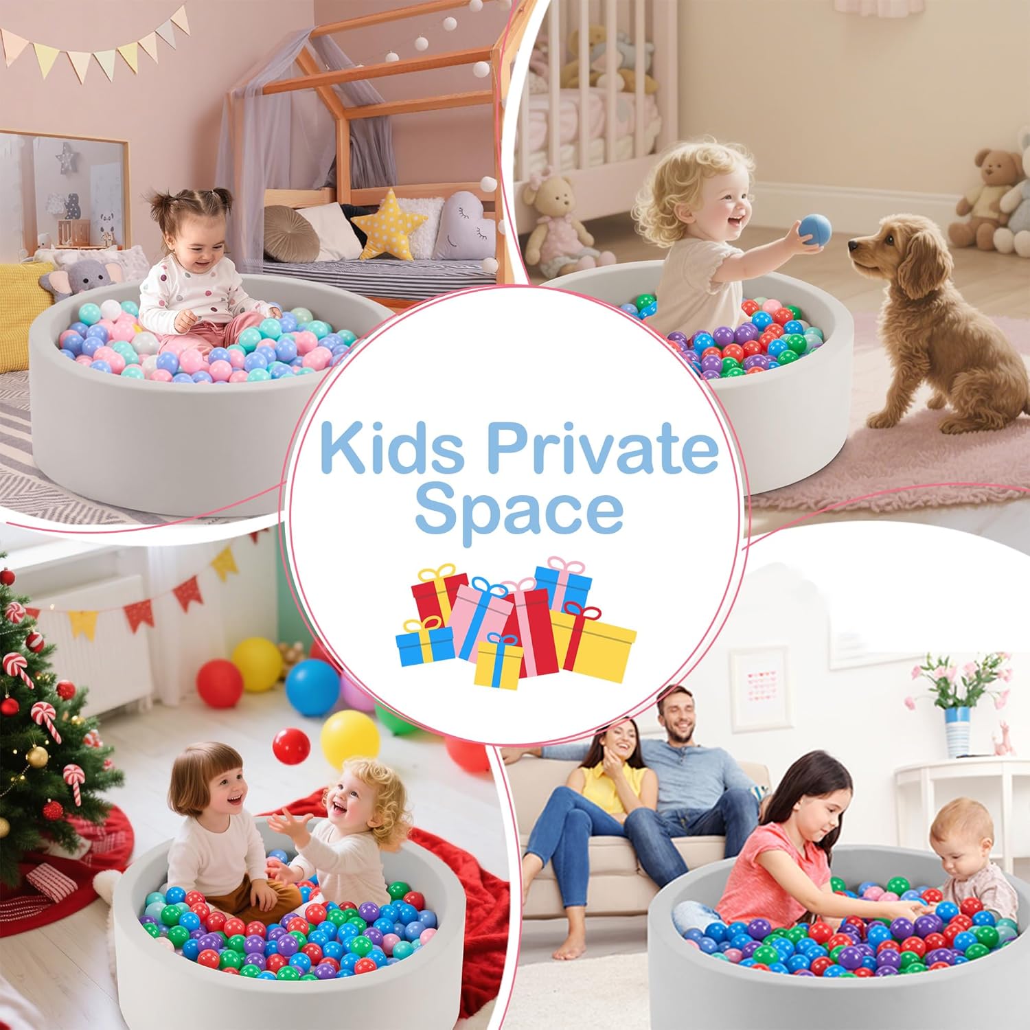 Toddlers Foam Ball Pit - Baby Round Balls Pool