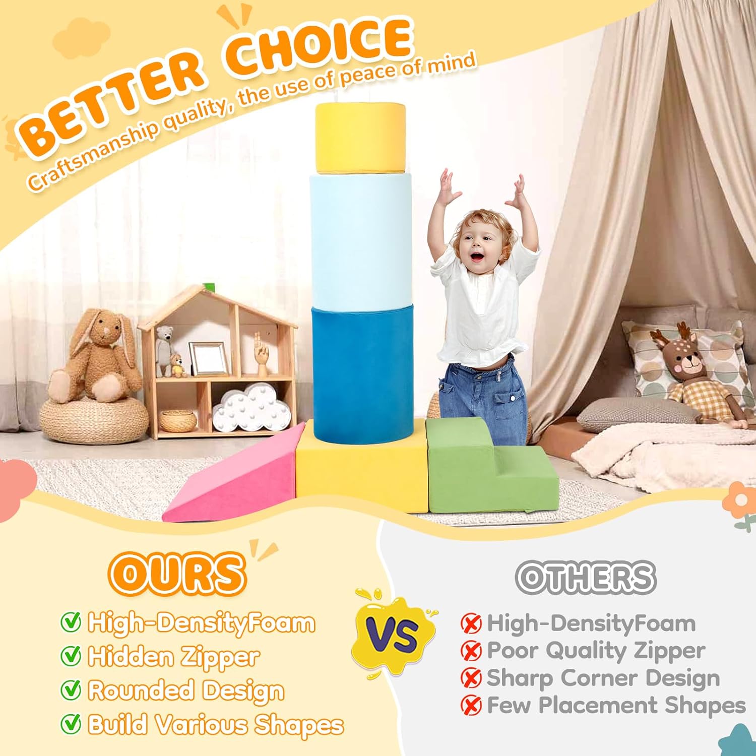 7pcs Colourful Foam Kids Climber Blocks