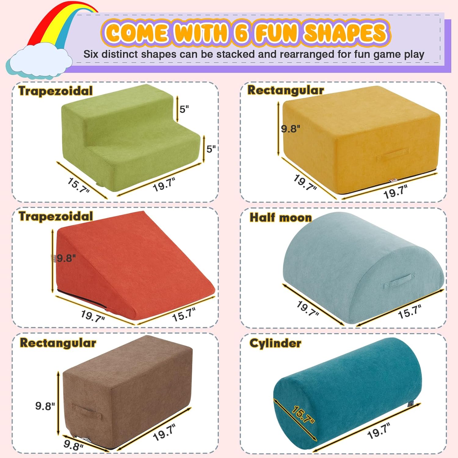 6pcs Toddler Soft Foam Climbing Play Blocks