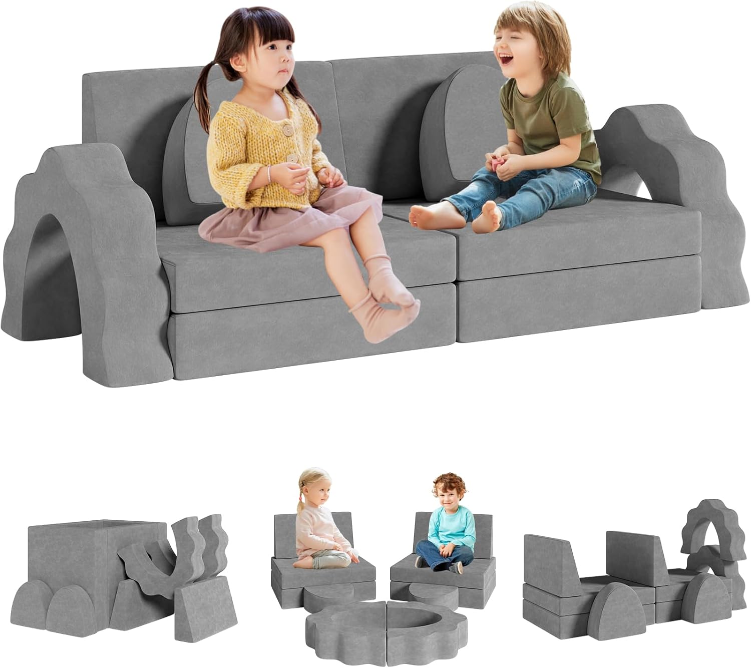 10pcs Kids Foam Modular Sectional Sofa and Climing Cubes