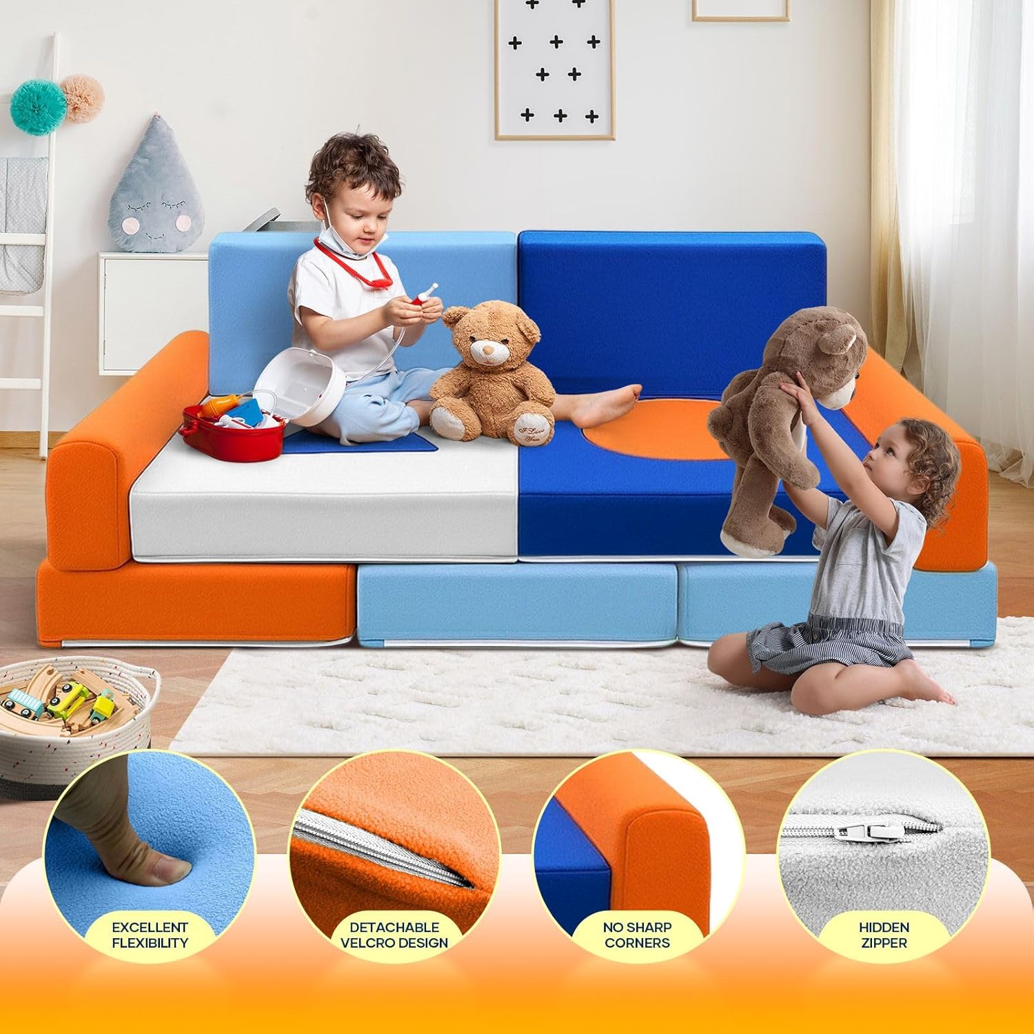 11pcs Creative Toddler Play Couch and Playroom Toys Cubes