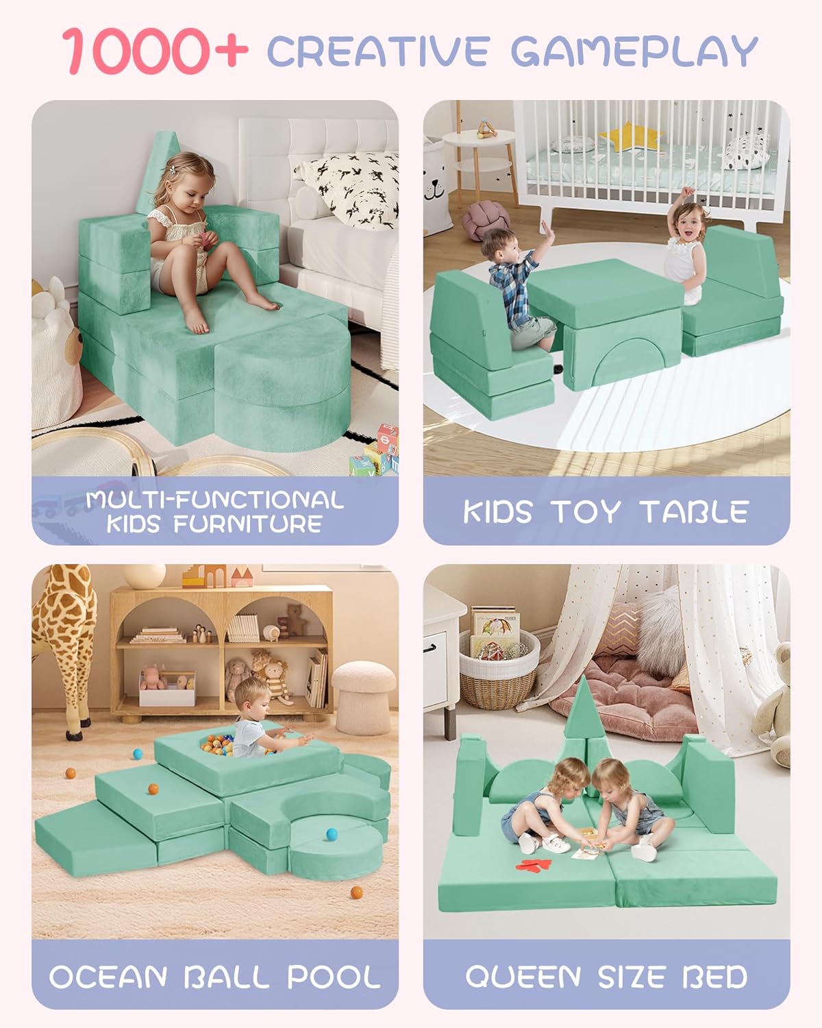 15pcs Kids Foam Modular Couch and Building Kits