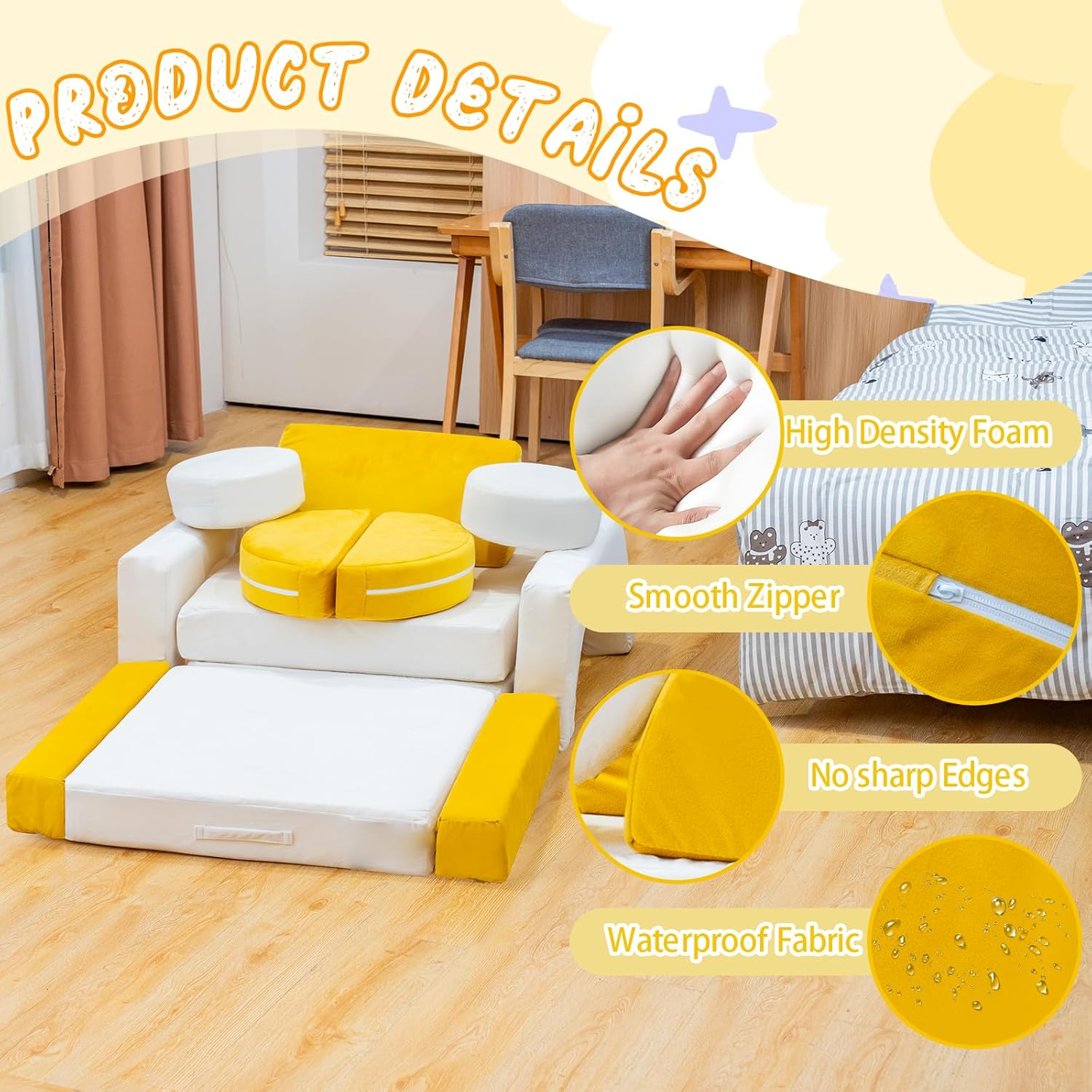13pcs Toddler Compressible Foam Sofa Blocks for Kids Gift