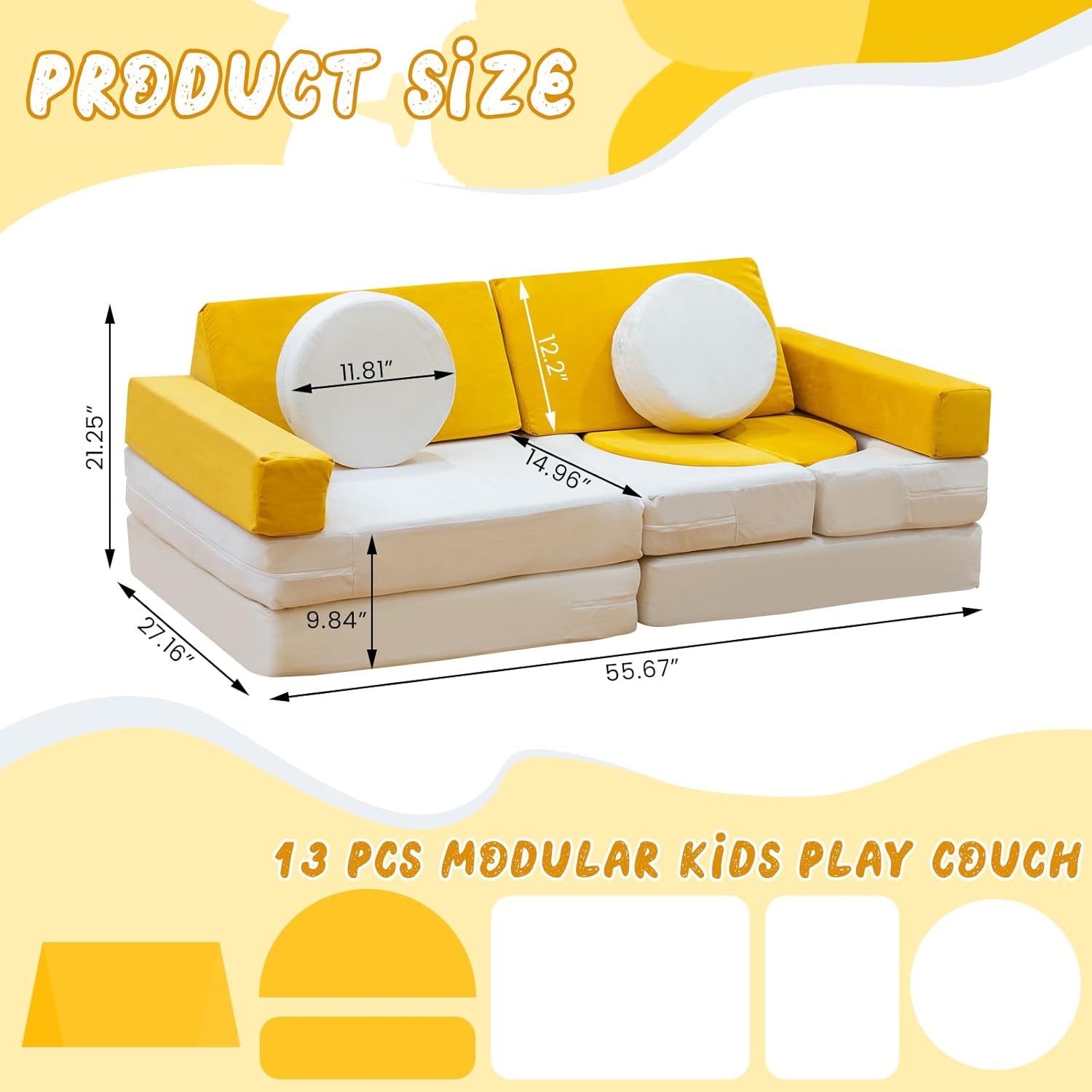13pcs Toddler Compressible Foam Sofa Blocks for Kids Gift