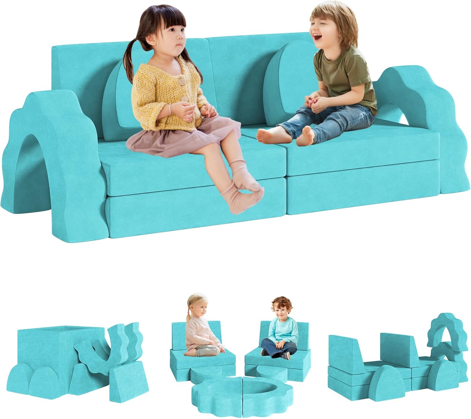 10pcs Kids Foam Modular Sectional Sofa and Climing Cubes