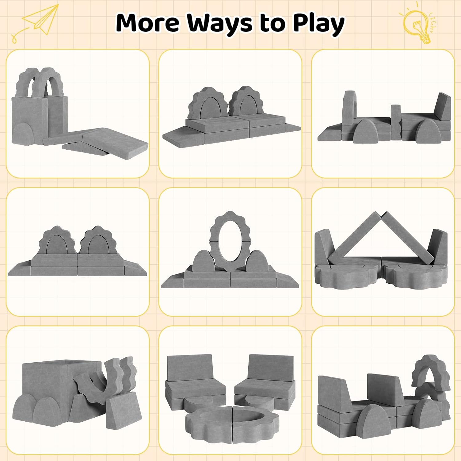 10pcs Kids Foam Modular Sectional Sofa and Climing Cubes