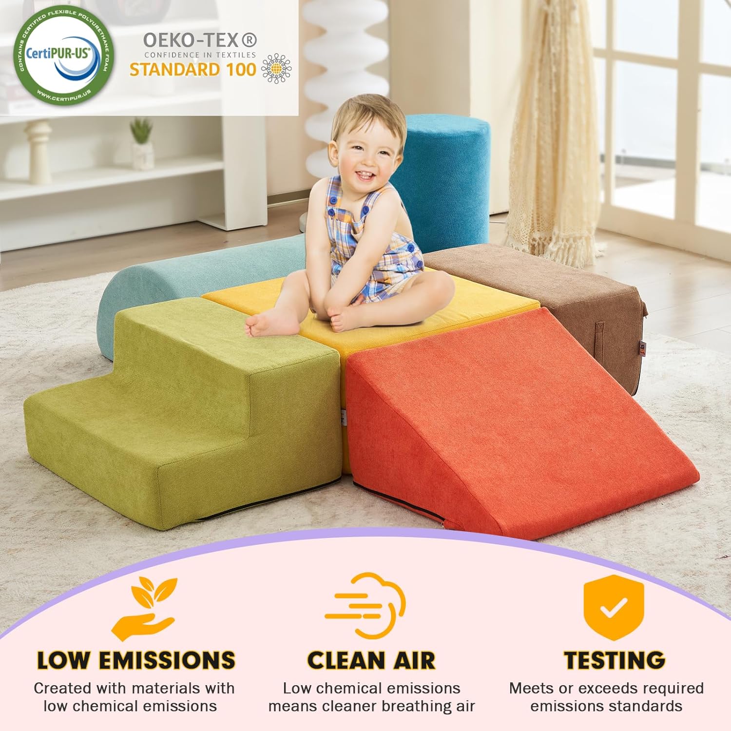 6pcs Toddler Soft Foam Climbing Play Blocks