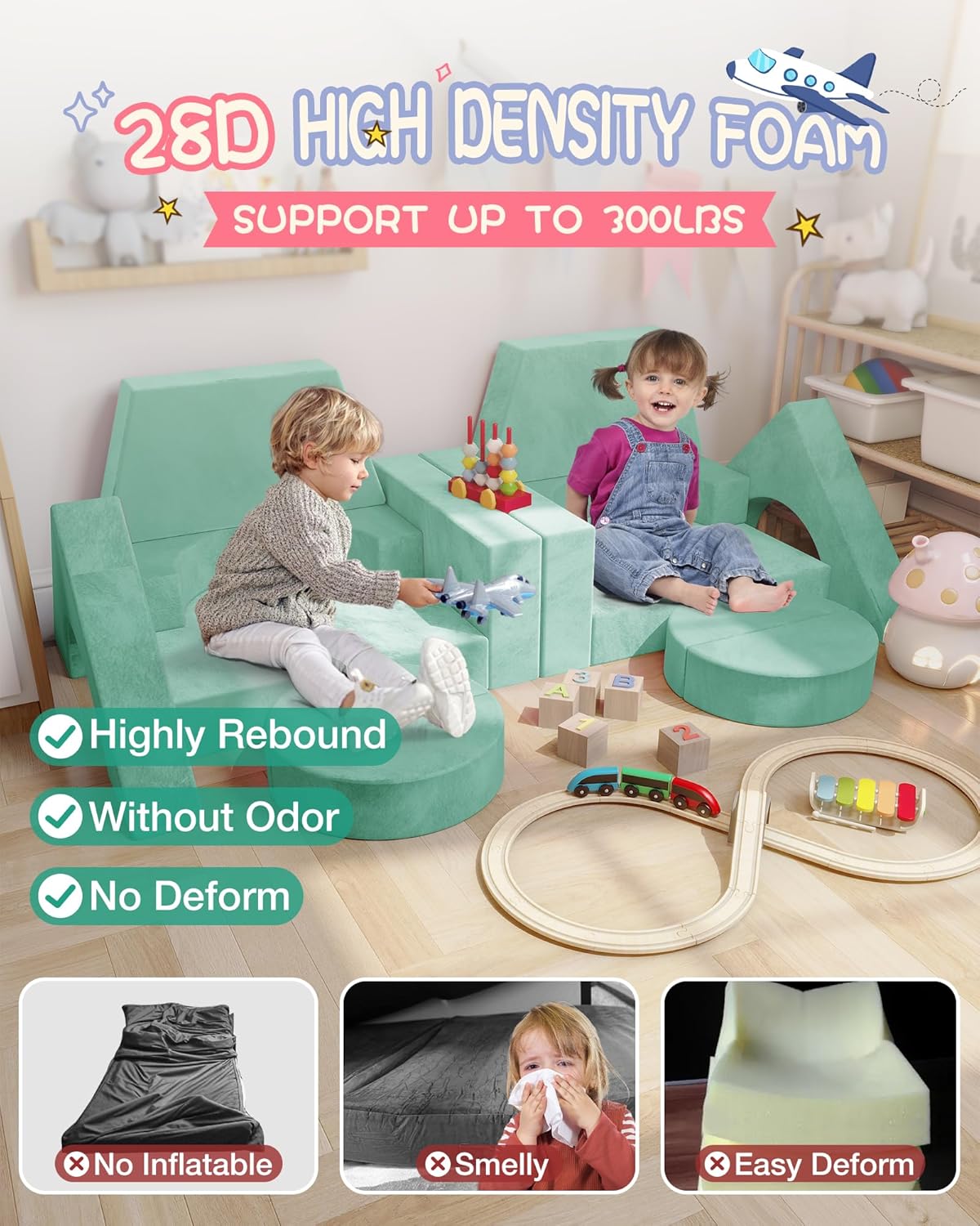 15pcs Kids Foam Modular Couch and Building Kits