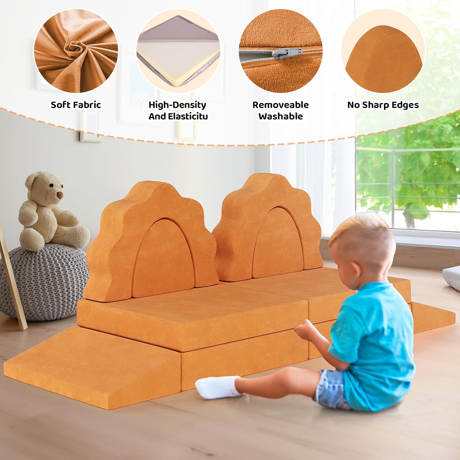 10pcs Kids Foam Modular Sectional Sofa and Climing Cubes