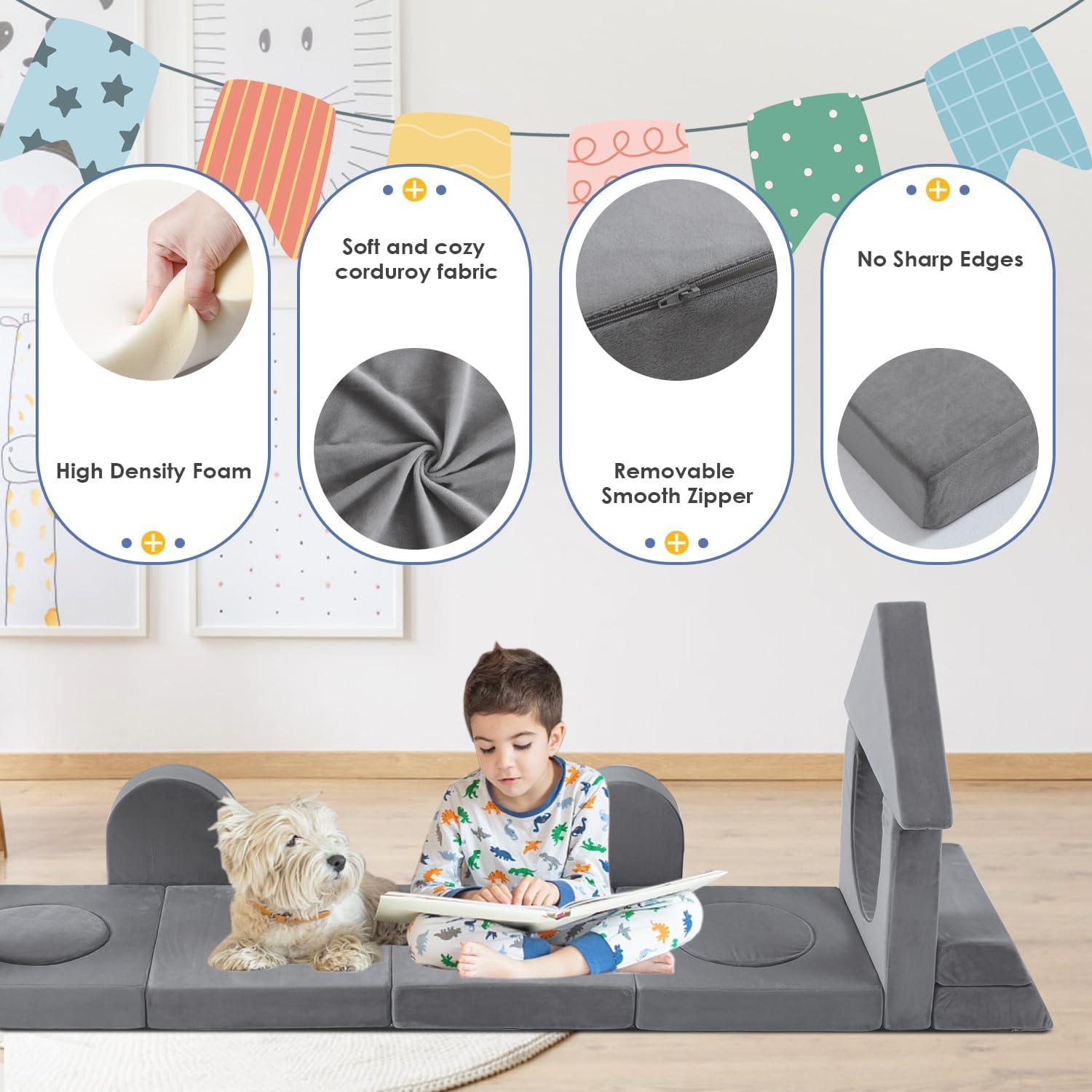 22pcs Foam Modular Kids Play Couch & Blocks - 1000+DIY Creative