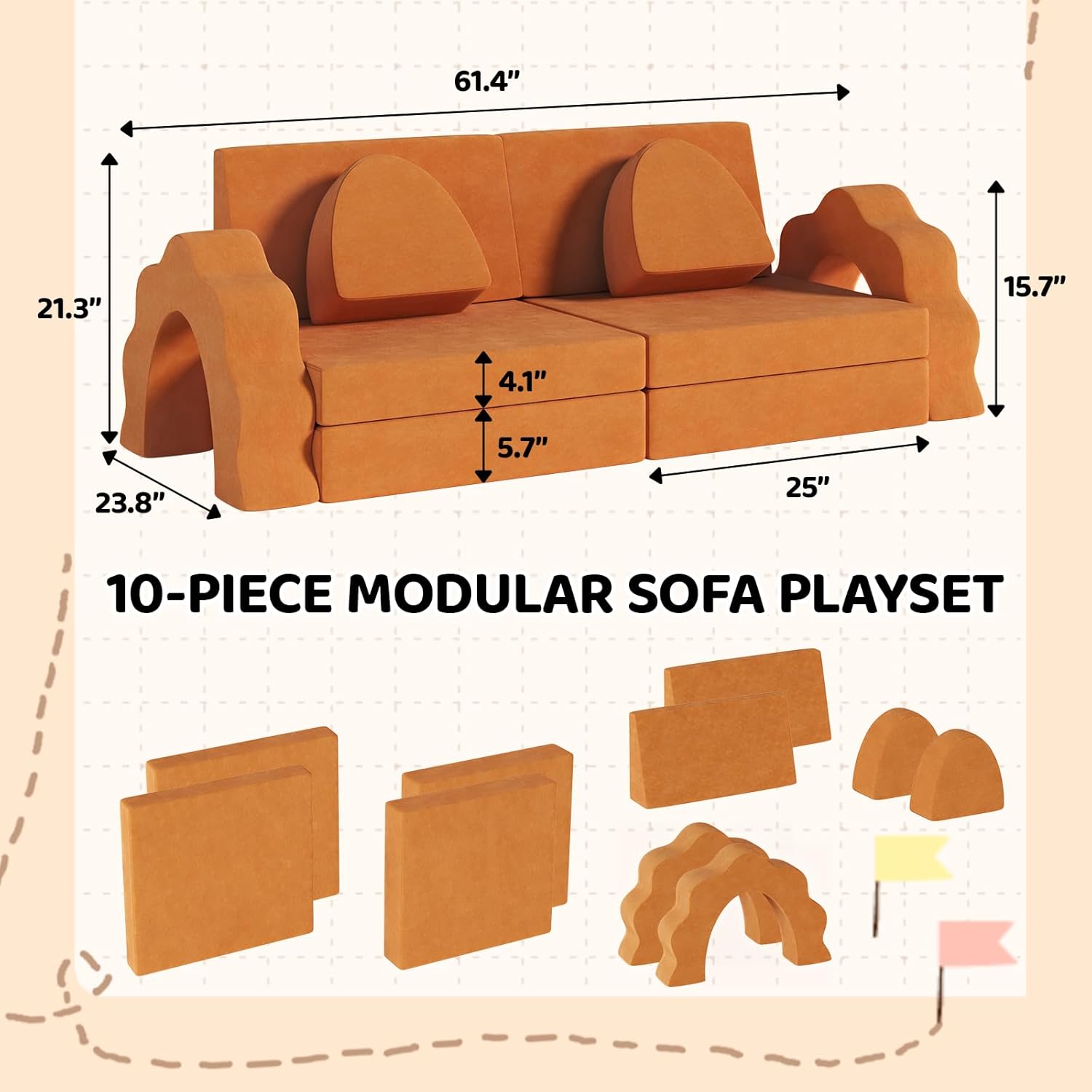 10pcs Kids Foam Modular Sectional Sofa and Climing Cubes