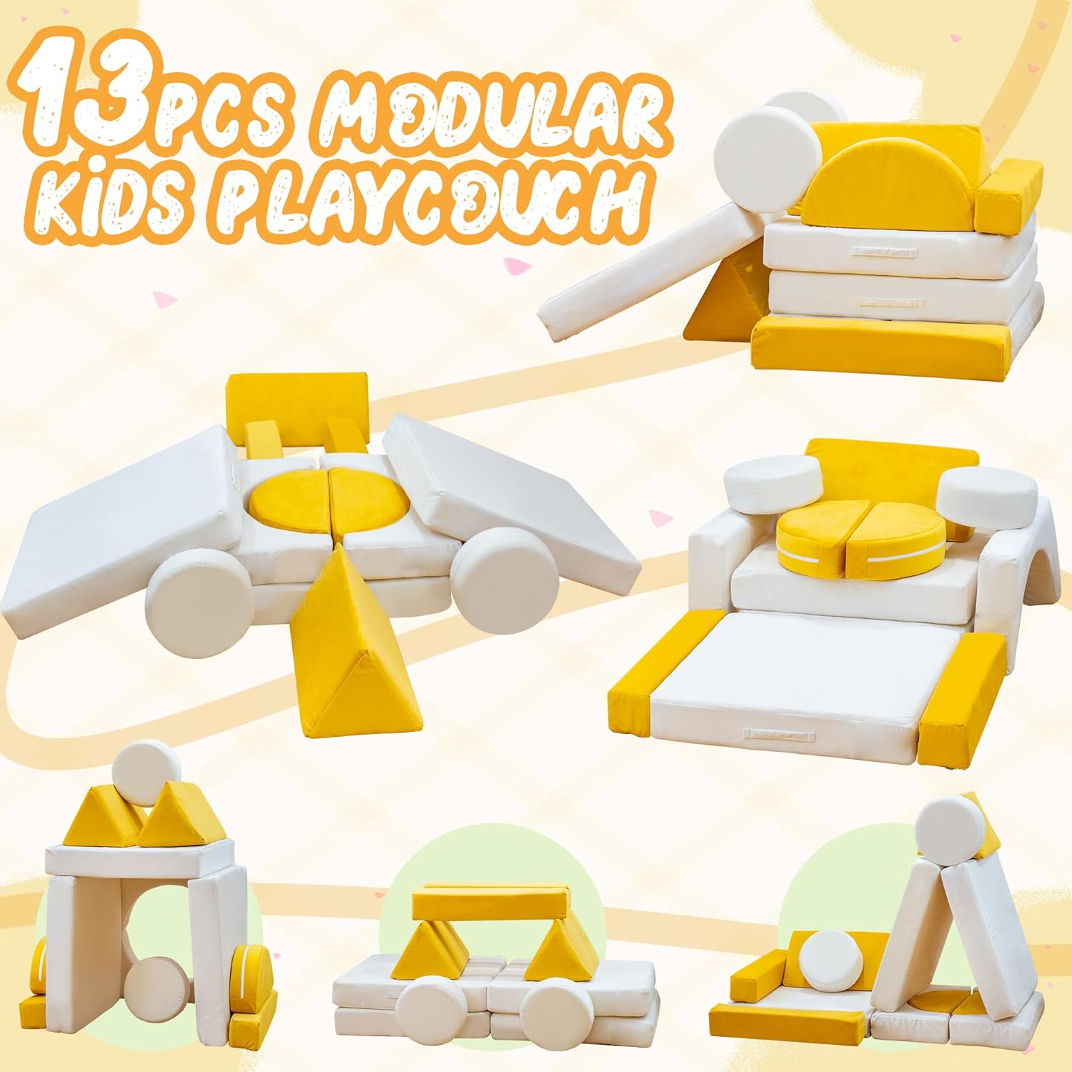 13pcs Toddler Compressible Foam Sofa Blocks for Kids Gift