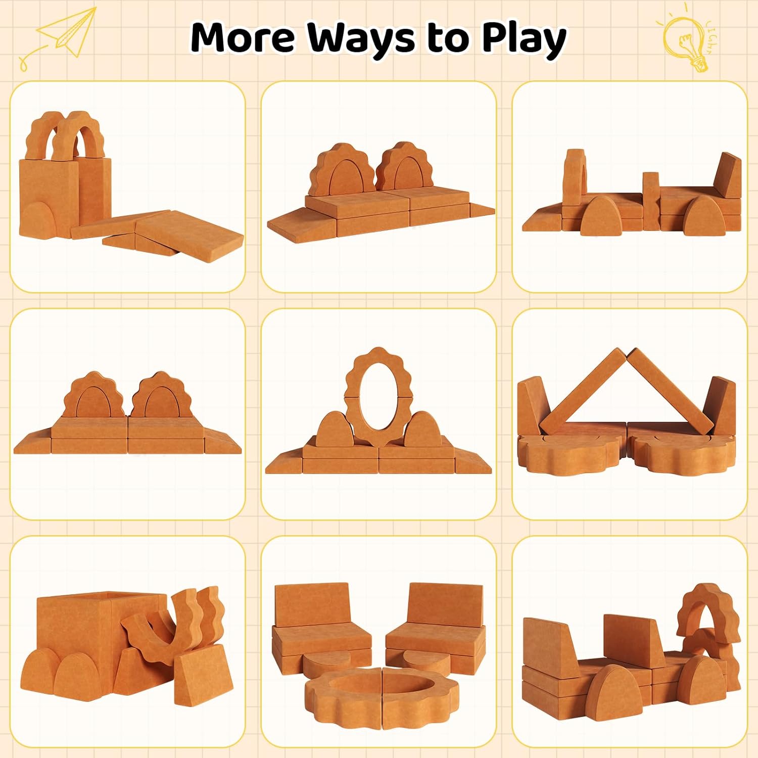 10pcs Kids Foam Modular Sectional Sofa and Climing Cubes