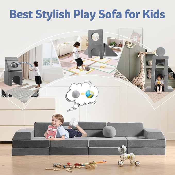 22pcs Foam Modular Kids Play Couch & Blocks - 1000+DIY Creative