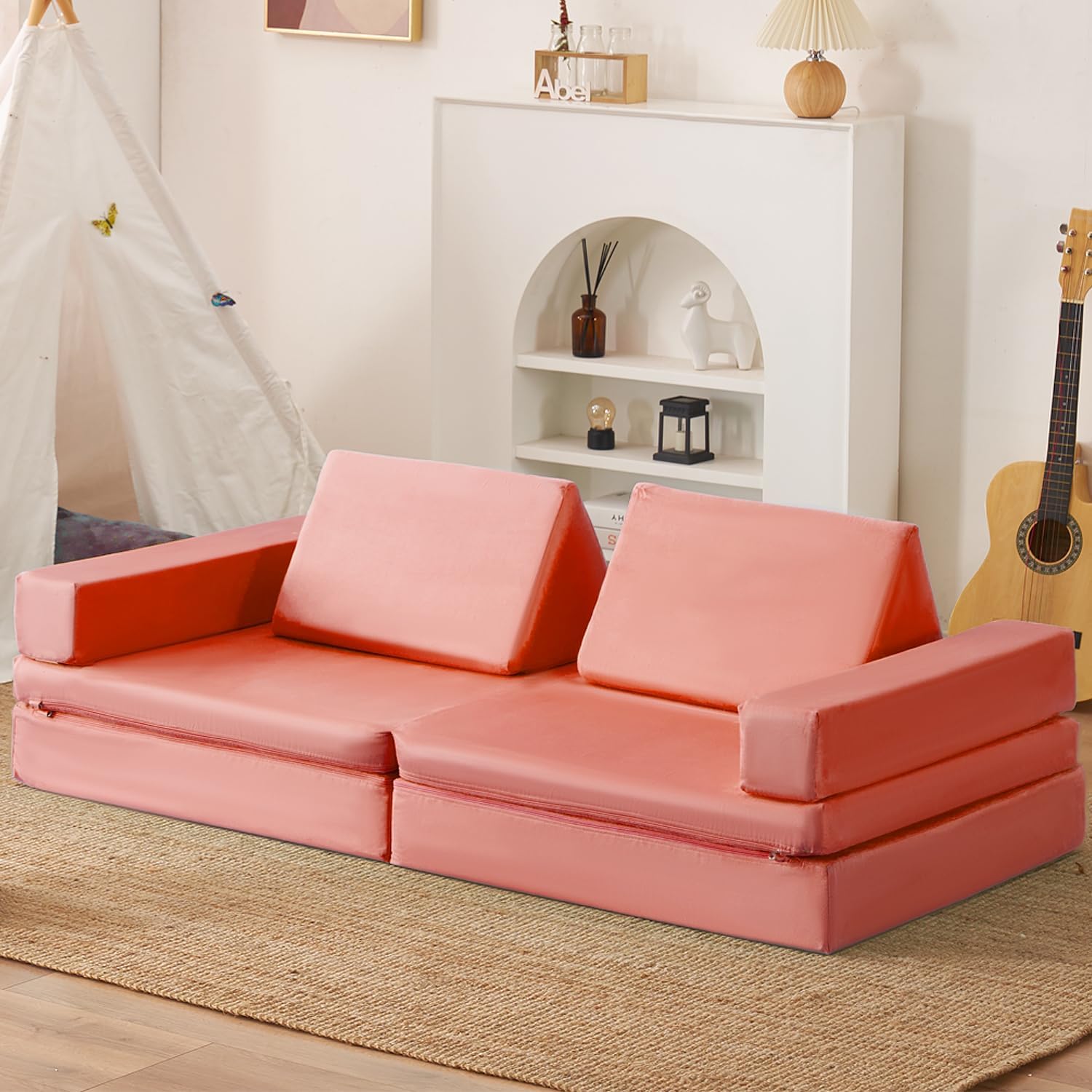 8PCS Kids Modular Floor Sofa Toddlers Playhouse Play Set