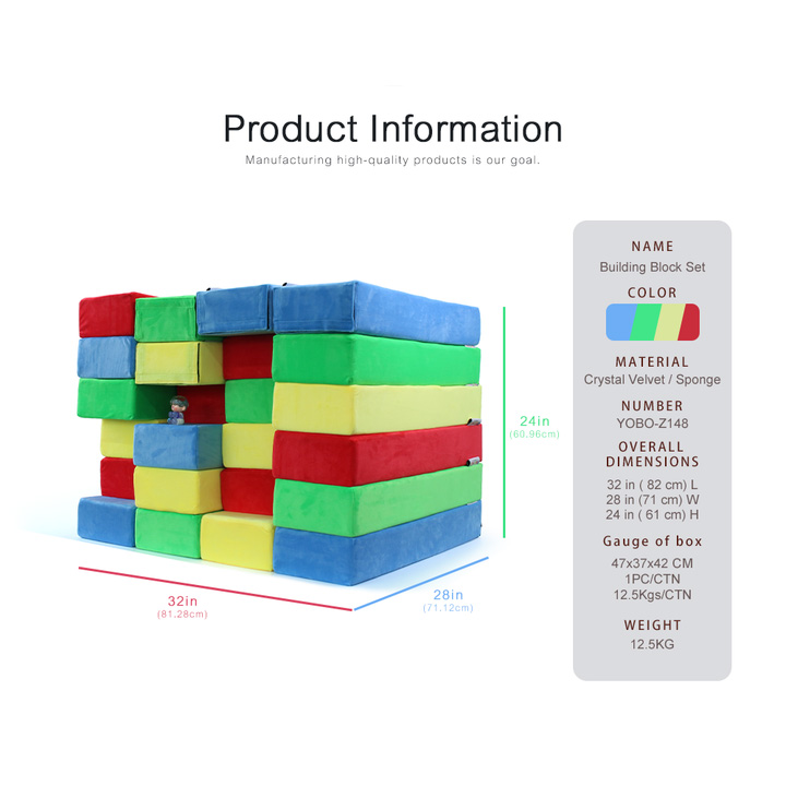 24 pcs Color Soft Foam Diy Building Blocks Toys