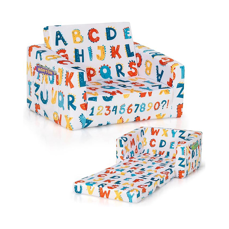 2-in-1 Convertible Kids Sofa Bed - Compressed Foam, Safety Fabric