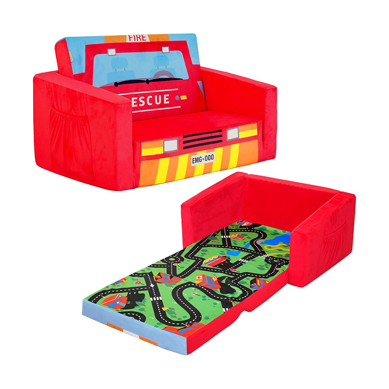 2-in-1 Convertible Kids Sofa Bed Safety High-Density Sponge