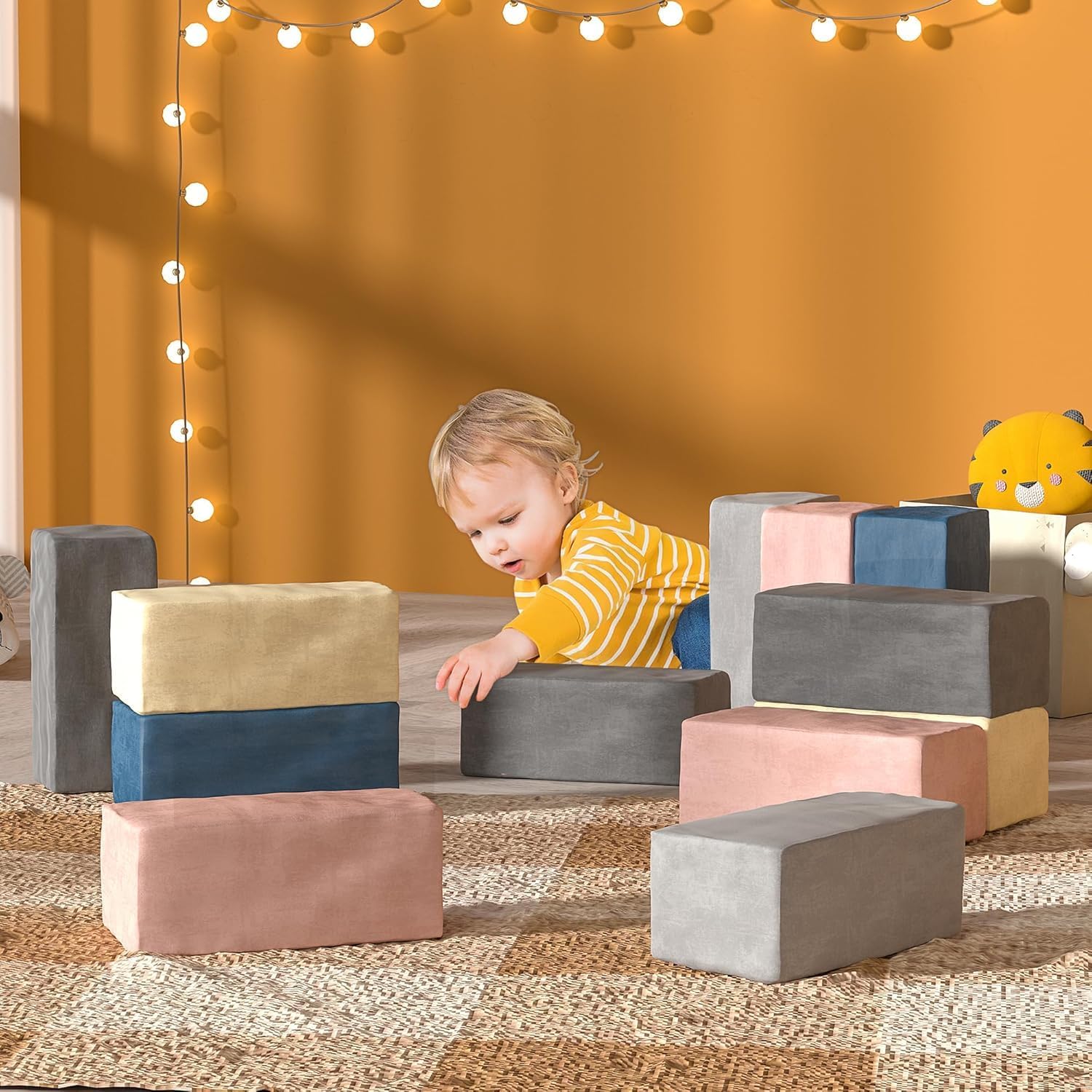 12 PCS Modular Kids Play Blocks Toddler Building Fortplay Set