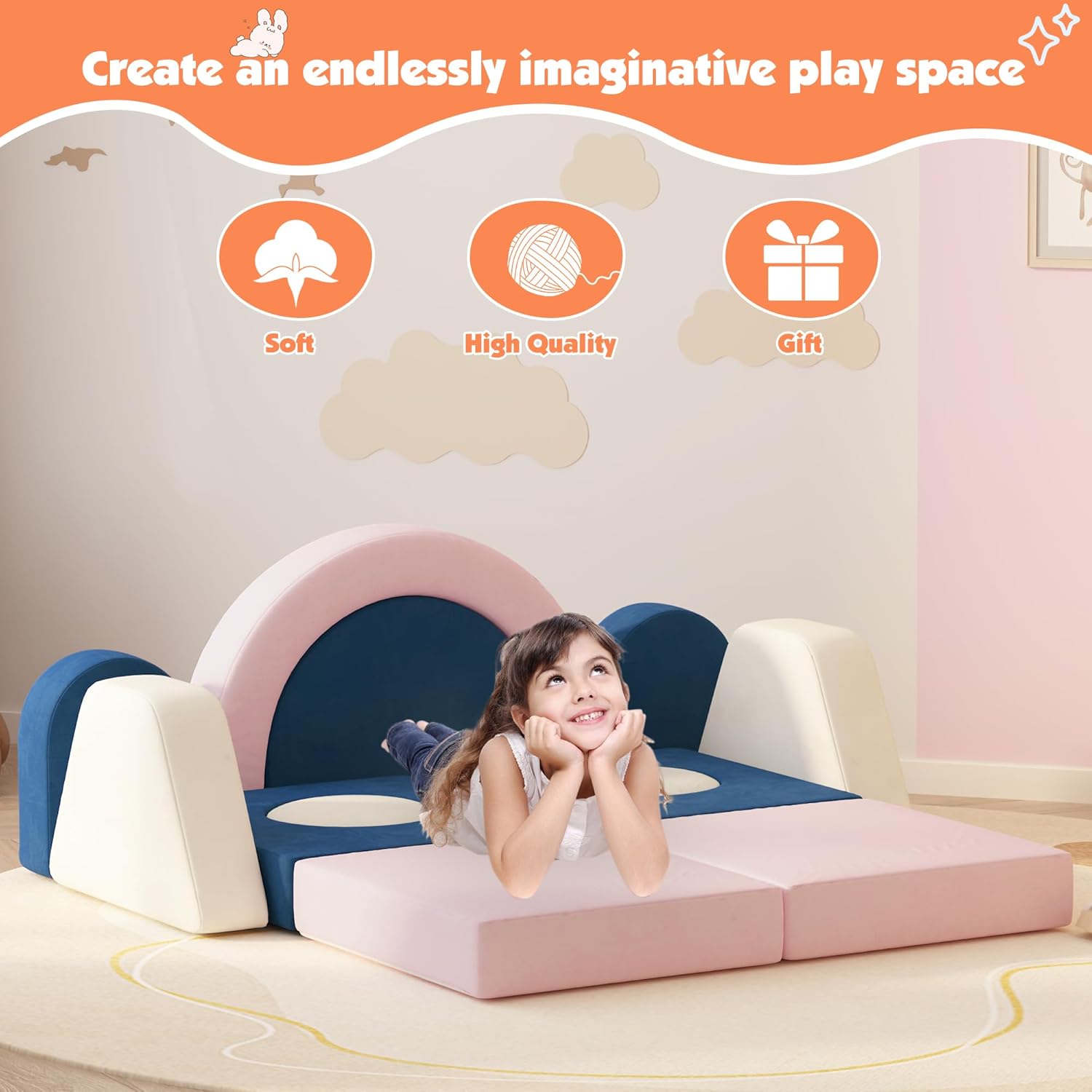 12 PCS Modular Kids Play Block Couch