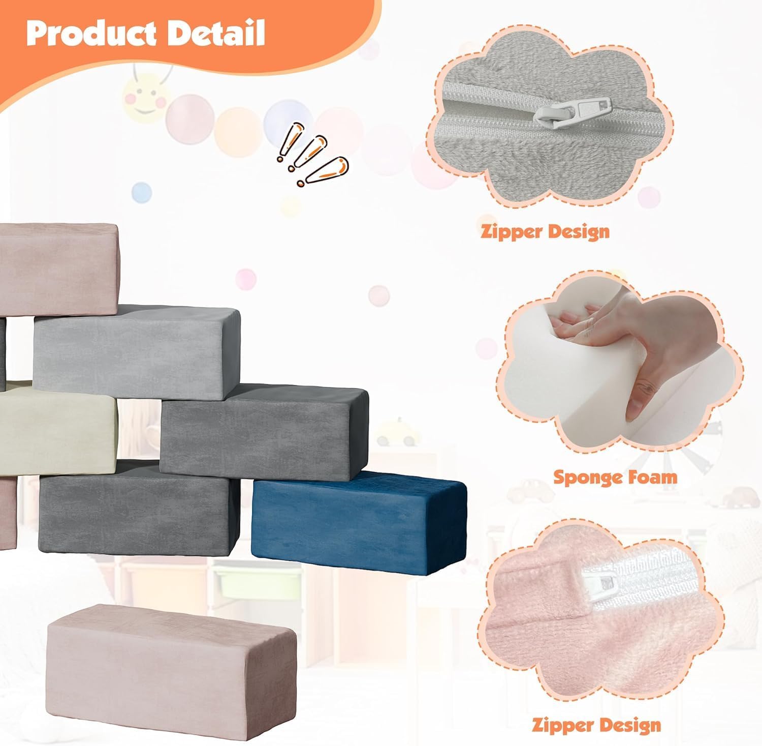 12 PCS Modular Kids Play Blocks Toddler Building Fortplay Set