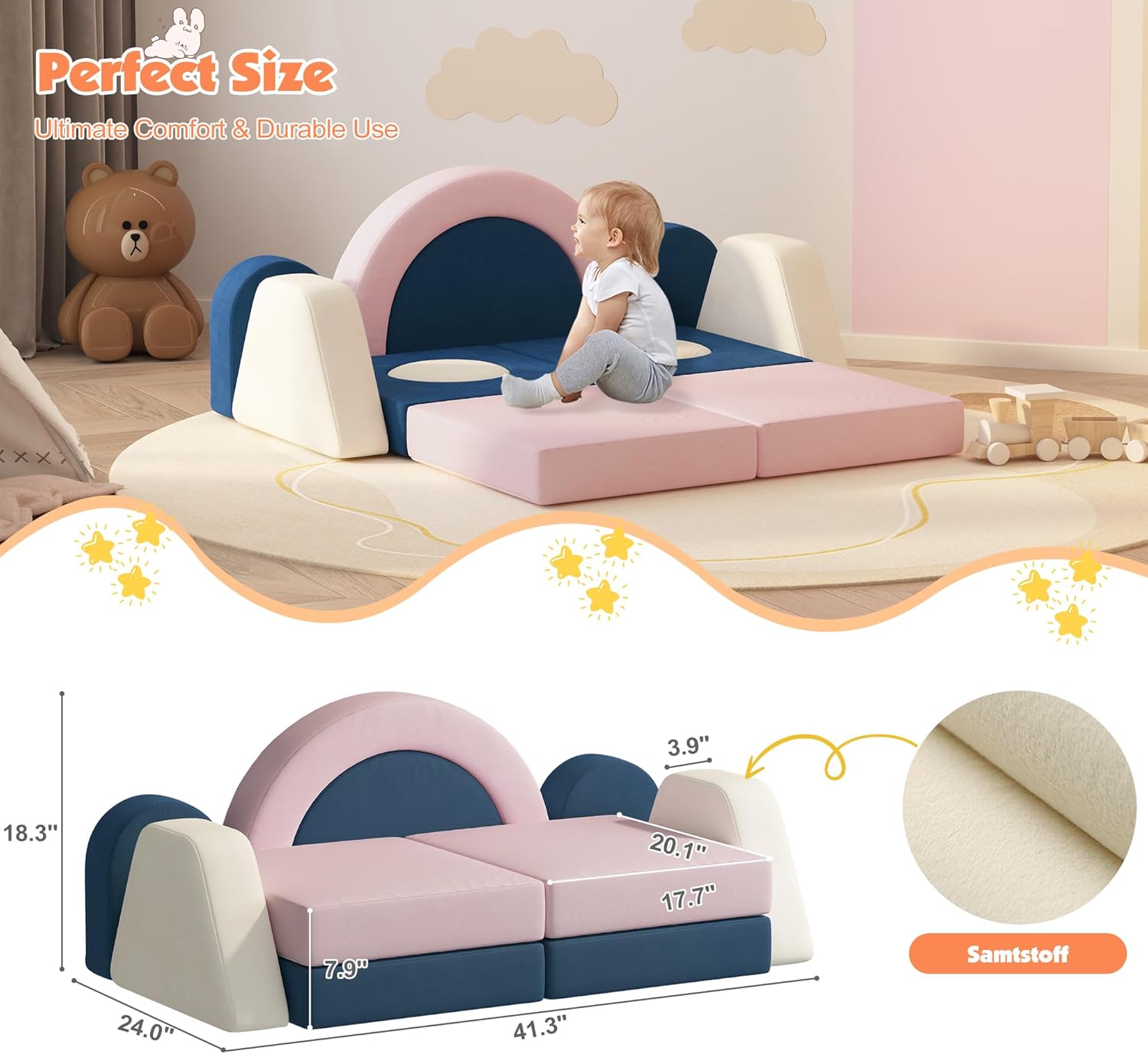 12 PCS Modular Kids Play Block Couch