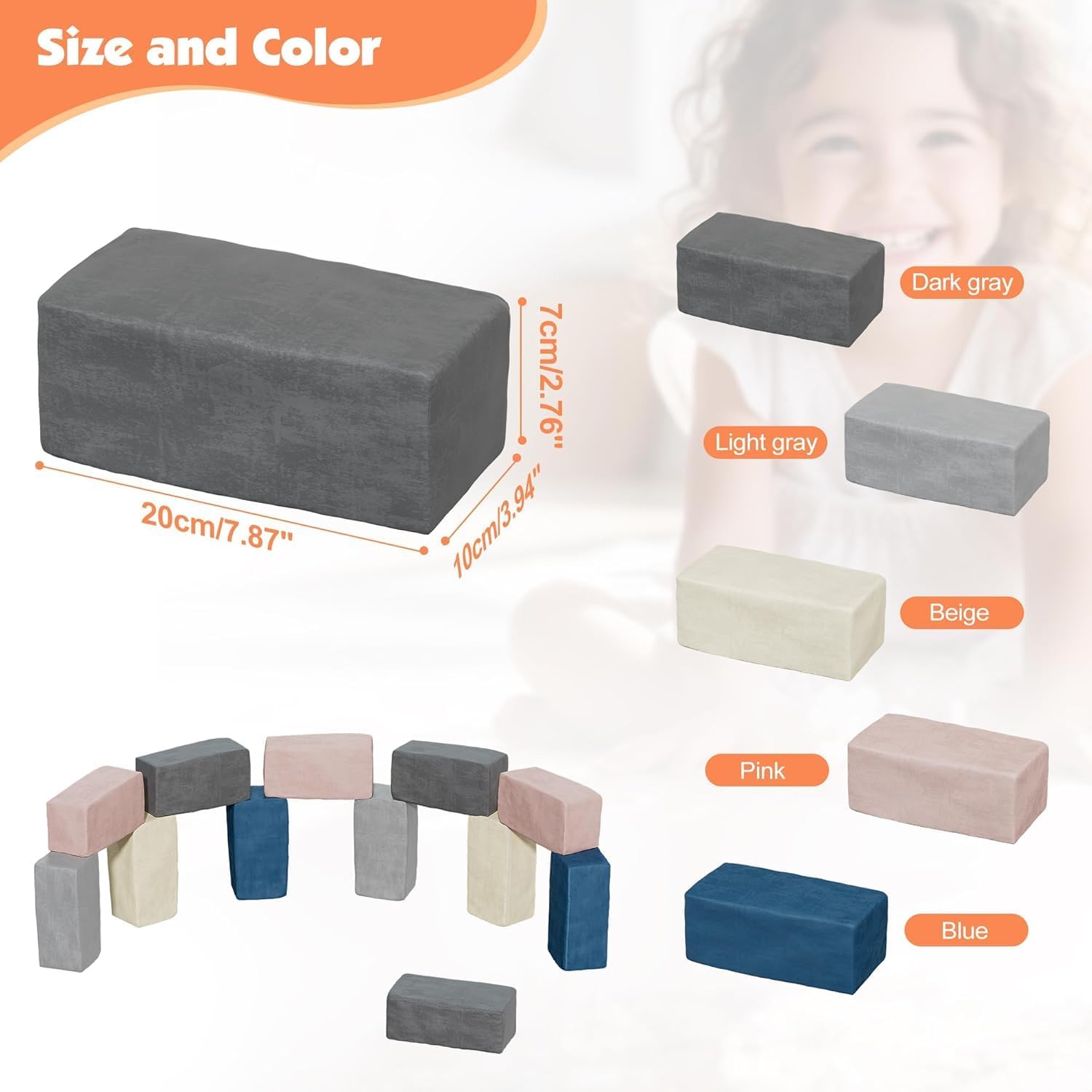 12 PCS Modular Kids Play Blocks Toddler Building Fortplay Set