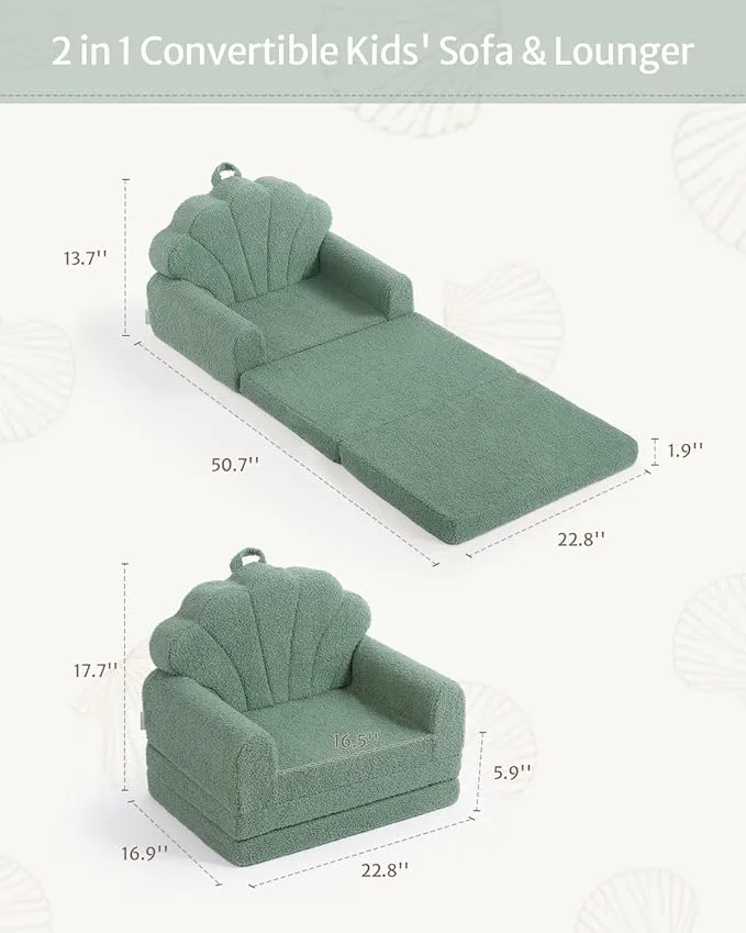 Cute Shaped 2-in-1 Soft Foam Kids Sofa Bed With Compressed Package