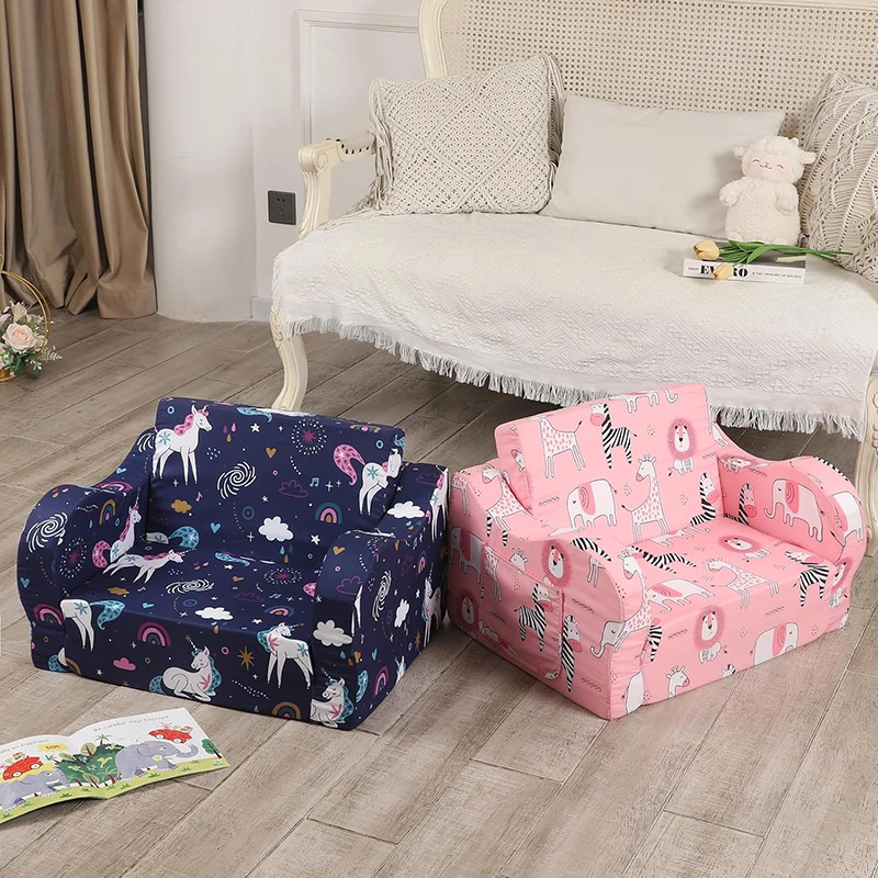 Rainbow Unicorn Print Kids' Sofa Bed With Safe and Durable Foam