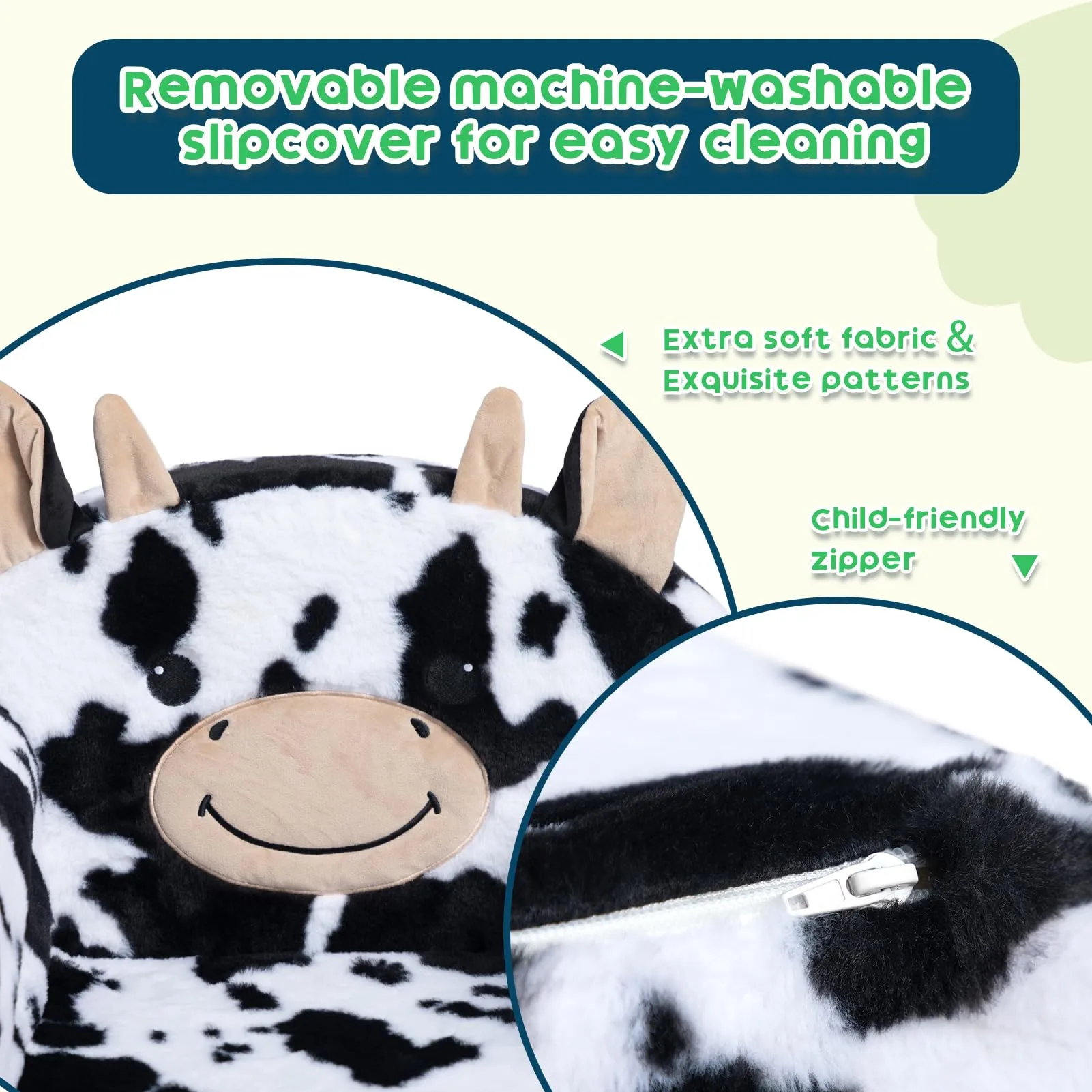 Cartoon Cow Shape Kids Sofa Baby Couch With Compressed Package