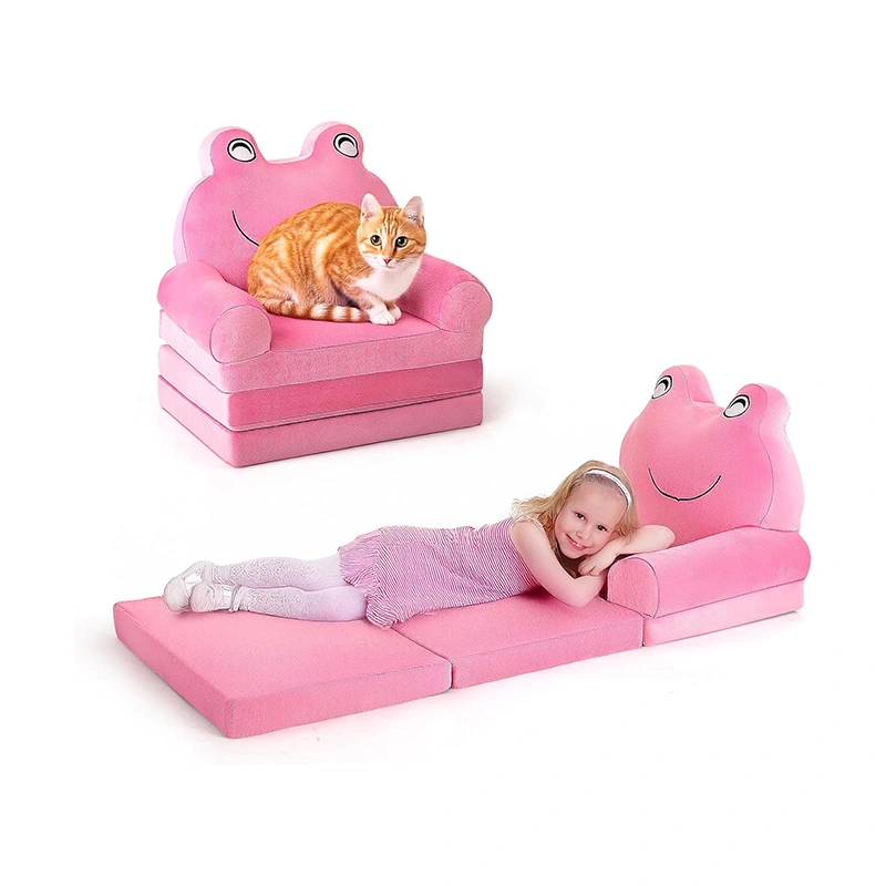 Boys Girls Foldable Foam Sofa Bed With Frog Shape