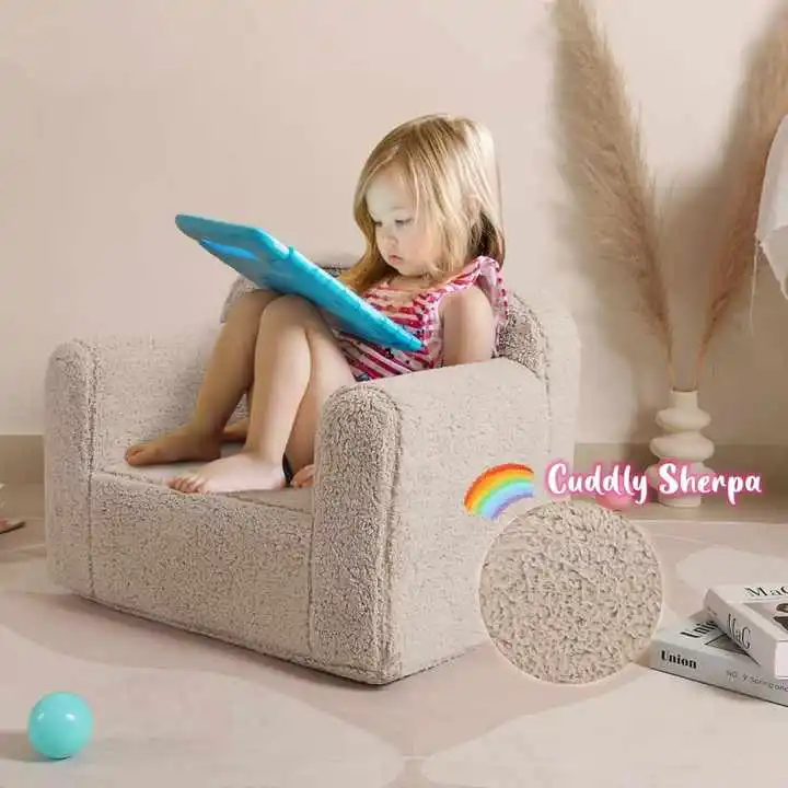 Soft Sherpa Kids Sofa Chair - Toddler Foam Mini Couch