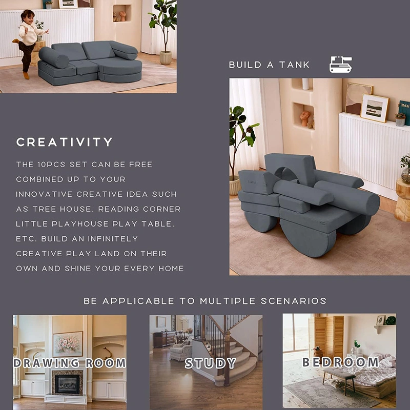 14PCS Luxury Kids Floor Sofa - Playhouse Play Set for Toddlers Babies