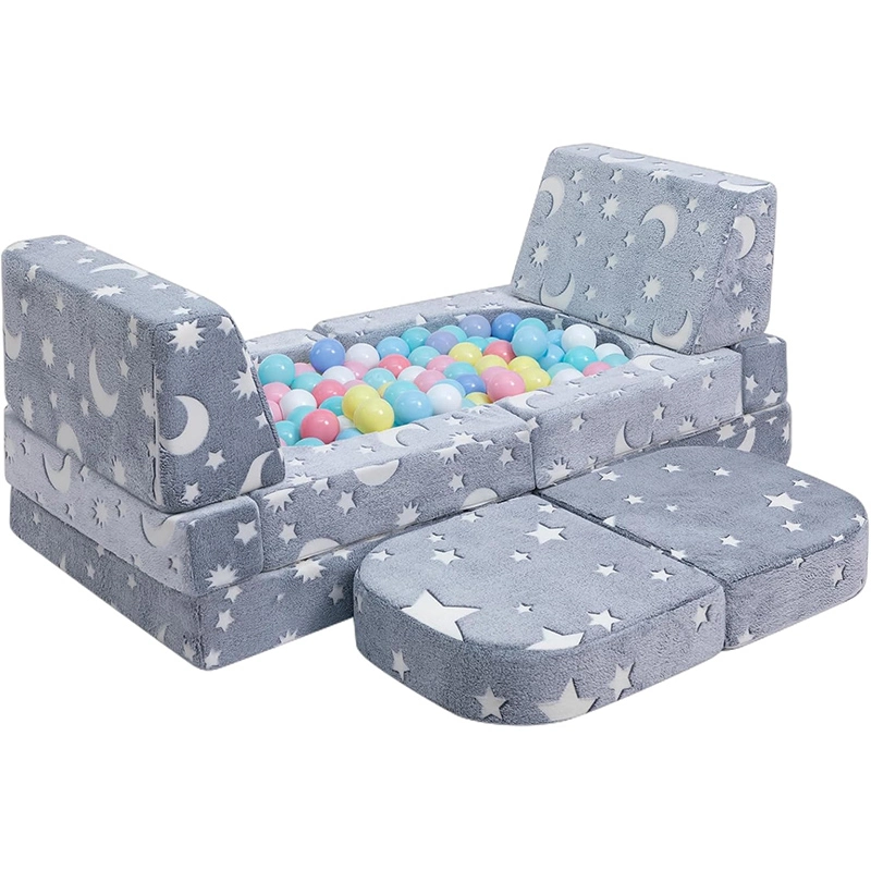12pcs Kids Playroom Modular Couch and Blocks with Green Glow