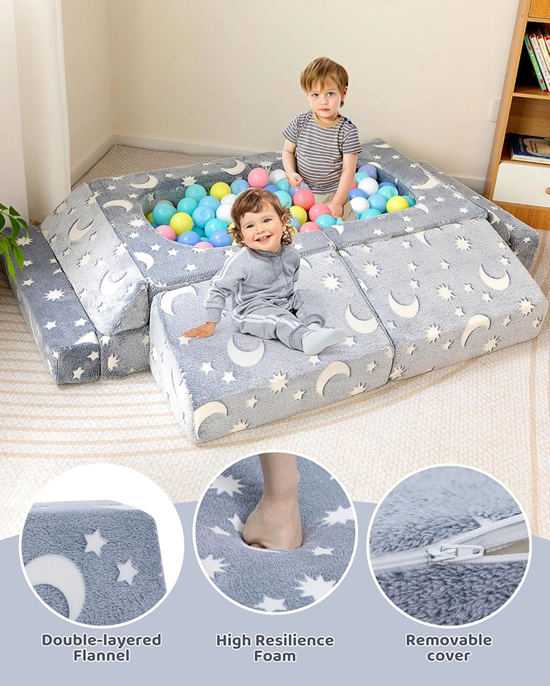 12pcs Kids Playroom Modular Couch and Blocks with Green Glow