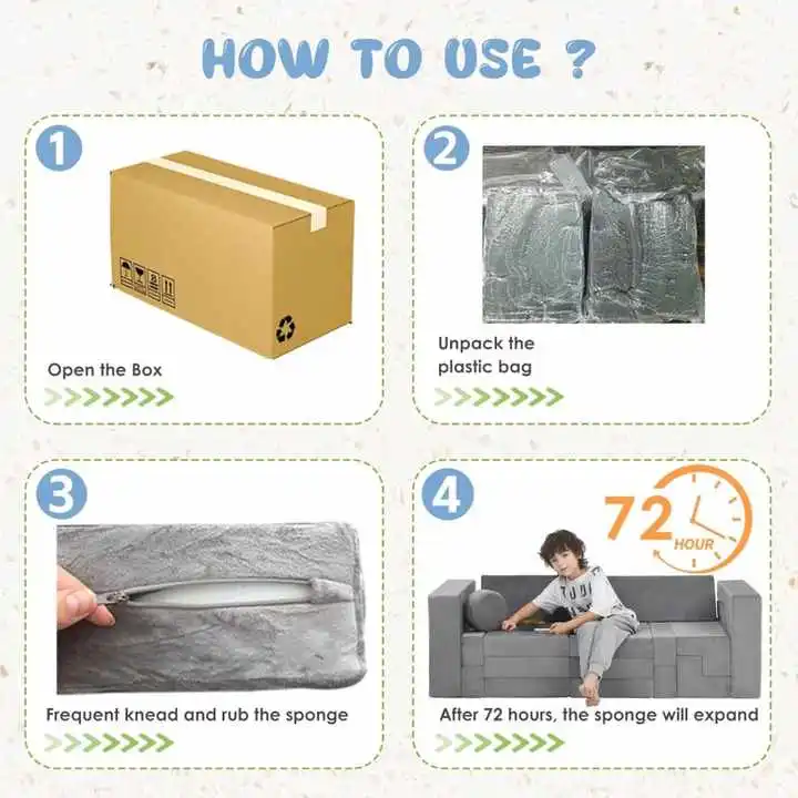 22pcs Foam Modular Kids Play Couch & Blocks - 1000+DIY Creative