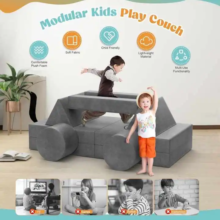 13pcs Compressiable Foam Children Sofa and DIY Playing Blocks