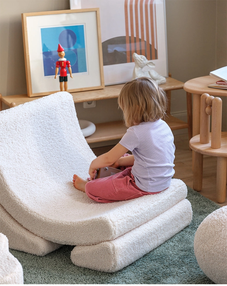 White Moon Shape Kids Foam Sofa Couch