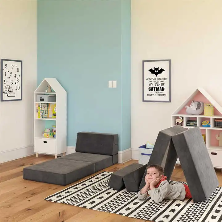 3-in-1 Kids Convertible Folding Sofa - Compressed Foam Mattress