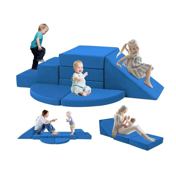 5-Piece Multicolor Soft Foam Climbing Blocks for Toddlers with Tunnels, Ramp & Mats