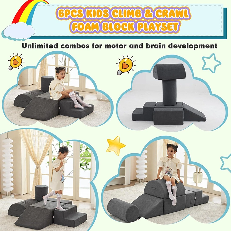 6pcs Toddler Soft Foam Climbing Play Blocks