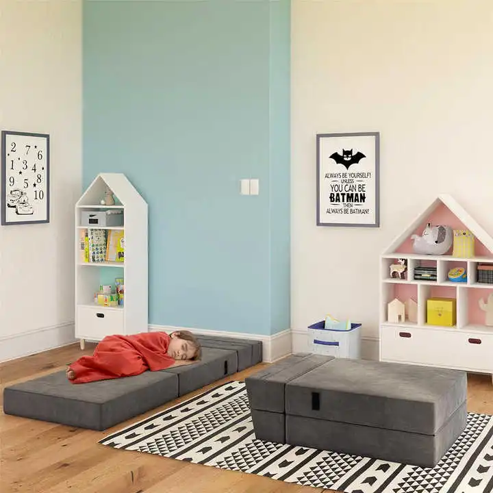 3-in-1 Kids Convertible Folding Sofa - Compressed Foam Mattress