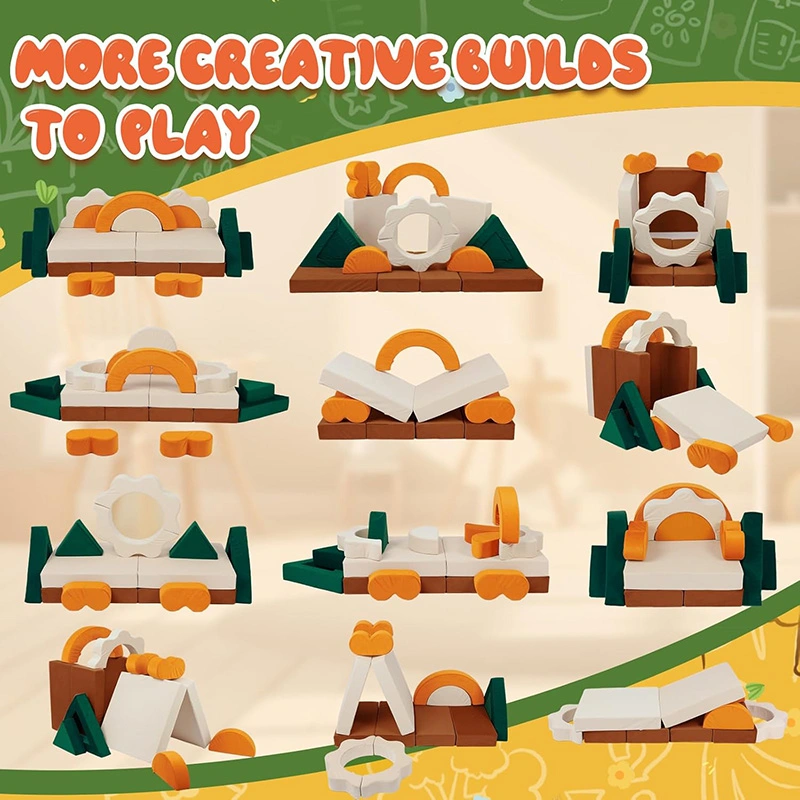 18PCS Junlge Theme Toddler Couch Building Fort